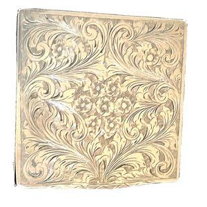 Antique 800 SILVER Etched POWDER COMPACT MAKE UP MIRROR - Beautiful!